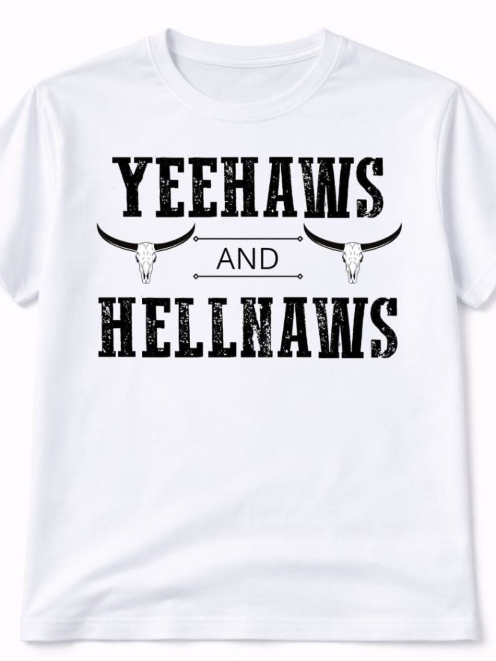 Yee Haw Western Skull Graphic T Shirt Trendy Boutique Style Tee Womens White